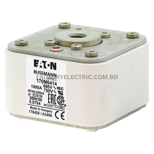 Eaton Bussmann 170M6414 Fuse-link, high speed, 1000 A  Fuse-link, high speed, 1000 A, AC 690 V, size 3, aR, IEC, UL, single indicator